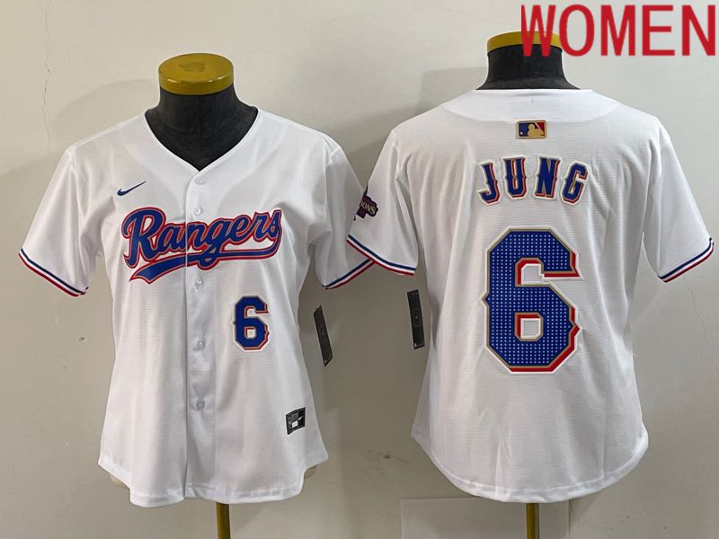 Women Texas Rangers #6 Jung White Champion Game Nike 2024 MLB Jersey style 2->women mlb jersey->Women Jersey
